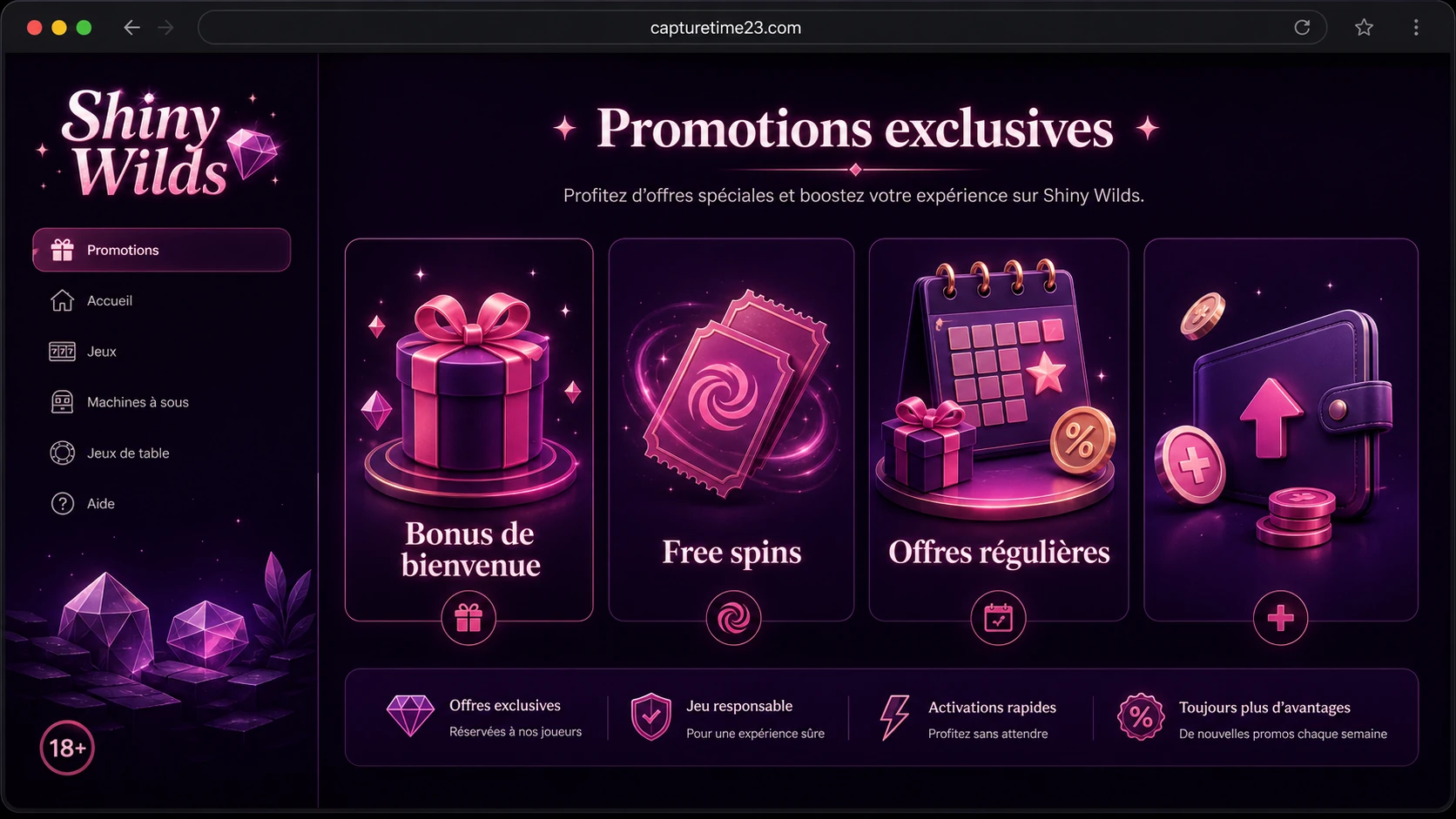 Types de bonus disponibles sur Shiny Wilds